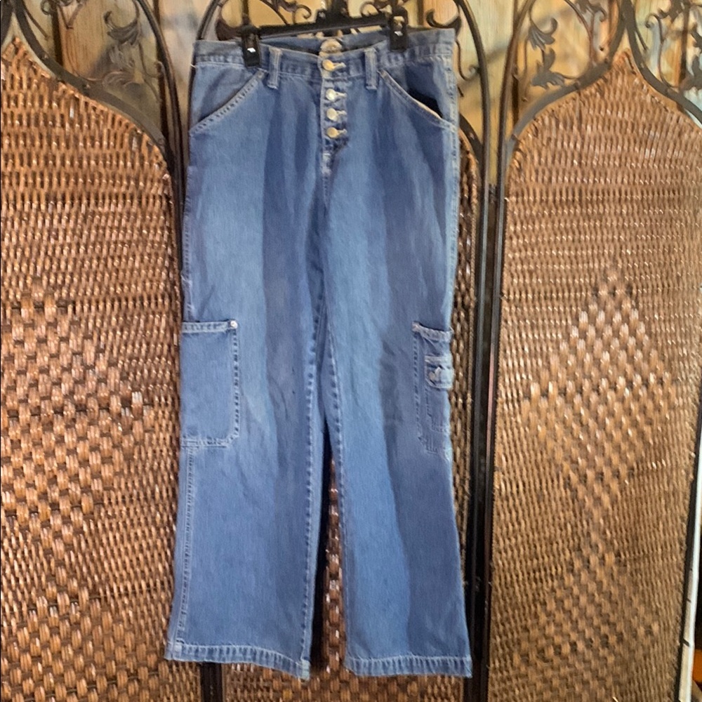 Vintage 90’s Y2K Squeeze SQZ Flare Button Fly Jeans Size 7/8